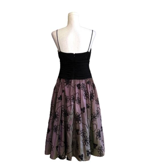 S.L. Fashions Black Iridescent Pink Green Chiffon Party Cocktail Dress Size 10P - Picture 5 of 13